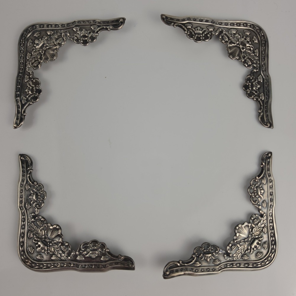 Gorham Antique Sterling Silver Repousse Desk Blotter Corners Set of 4 #737 Crown